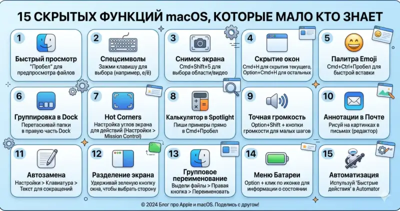 15 скрытых функций macOS которые мало кто знает