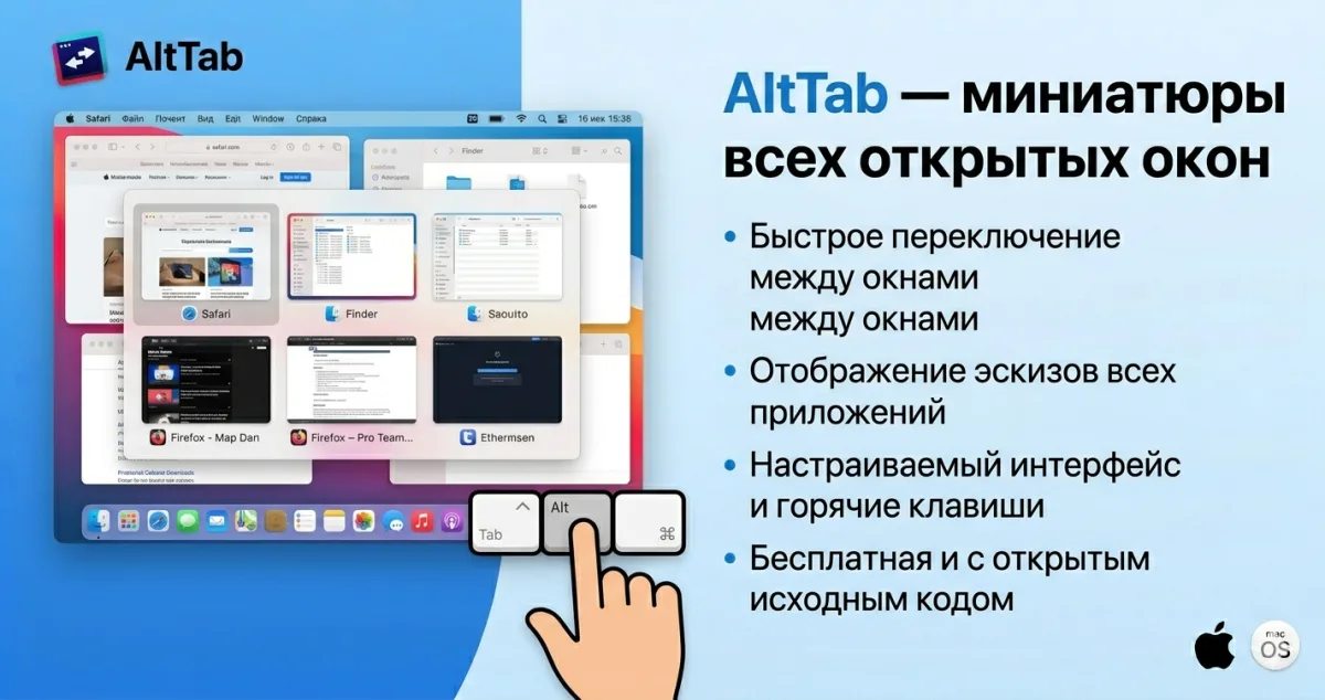 AltTab - как сделать переключение окон на Mac удобным
