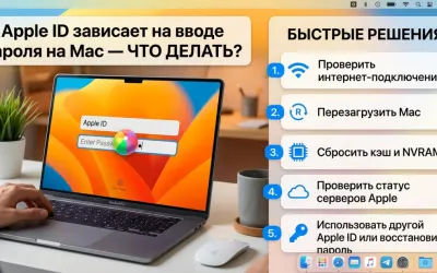 Apple ID зависает на вводе пароля на Mac - что делать