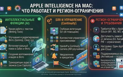 Apple Intelligence на Mac: что работает (и регион-ограничения)