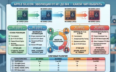 Apple Silicon: эволюция от M1 до M4 - какой чип выбрать
