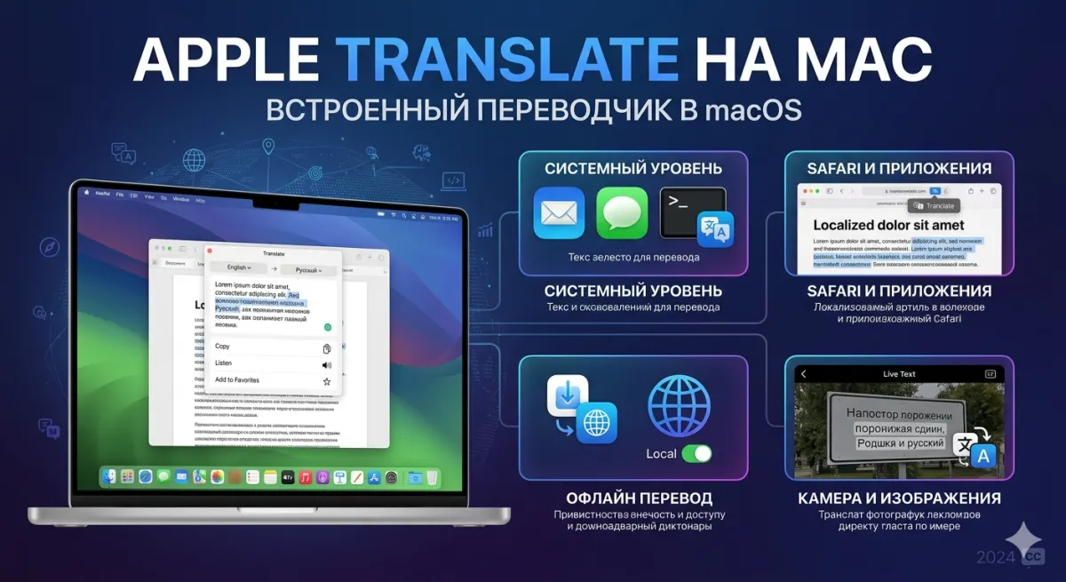 Apple Translate на Mac: встроенный переводчик в macOS