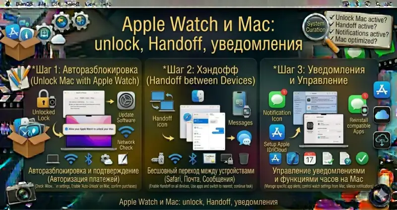 Apple Watch и Mac: unlock, Handoff, уведомления