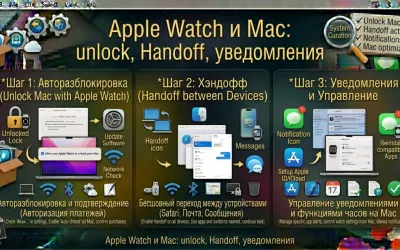Apple Watch и Mac: unlock, Handoff, уведомления