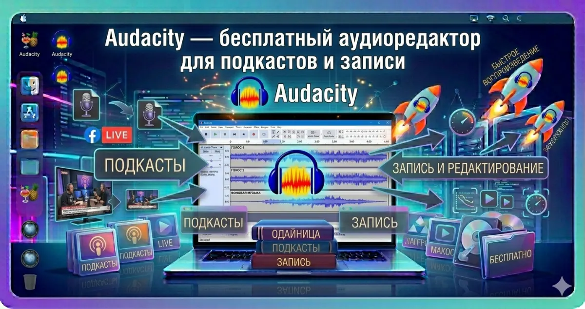 Audacity — бесплатный аудиоредактор для подкастов и записи