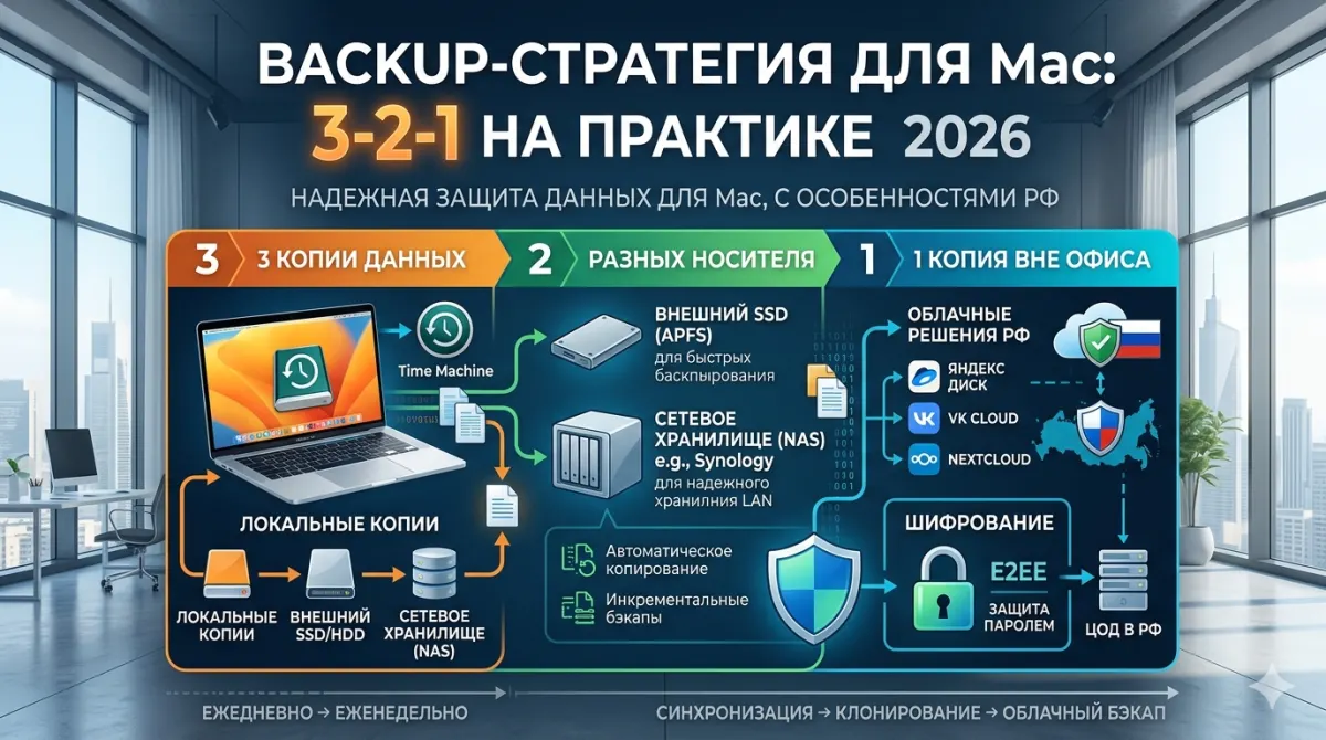 Backup-стратегия для Mac: 3-2-1 на практике 2026