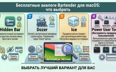 Бесплатные аналоги Bartender для macOS: Hidden Bar, Dozer, Ice