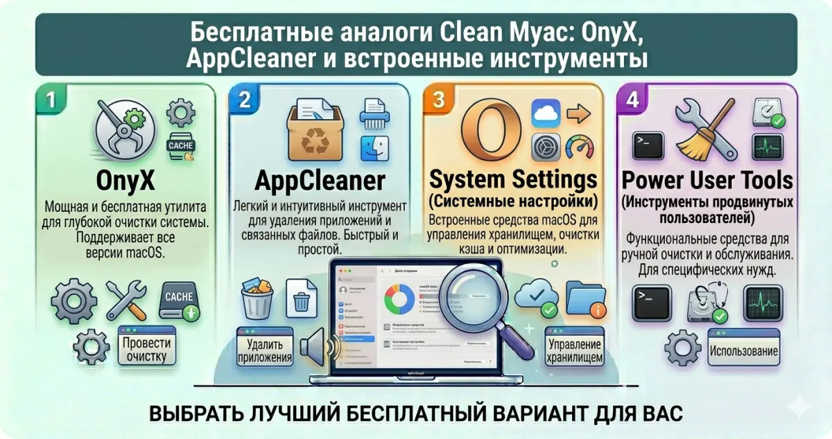 Бесплатные аналоги CleanMyMac: OnyX, AppCleaner и встроенные инструменты