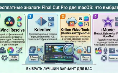 Бесплатные аналоги Final Cut Pro для macOS: DaVinci Resolve, Kdenlive, iMovie