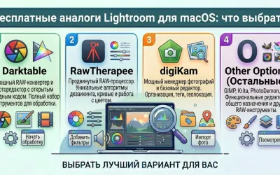 Бесплатные аналоги Lightroom для macOS: Darktable, RawTherapee, digiKam