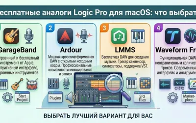 Бесплатные аналоги Logic Pro для macOS: GarageBand, Ardour, LMMS