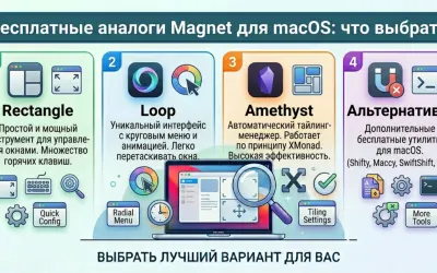 Бесплатные аналоги Magnet для macOS: Rectangle, Loop, Amethyst