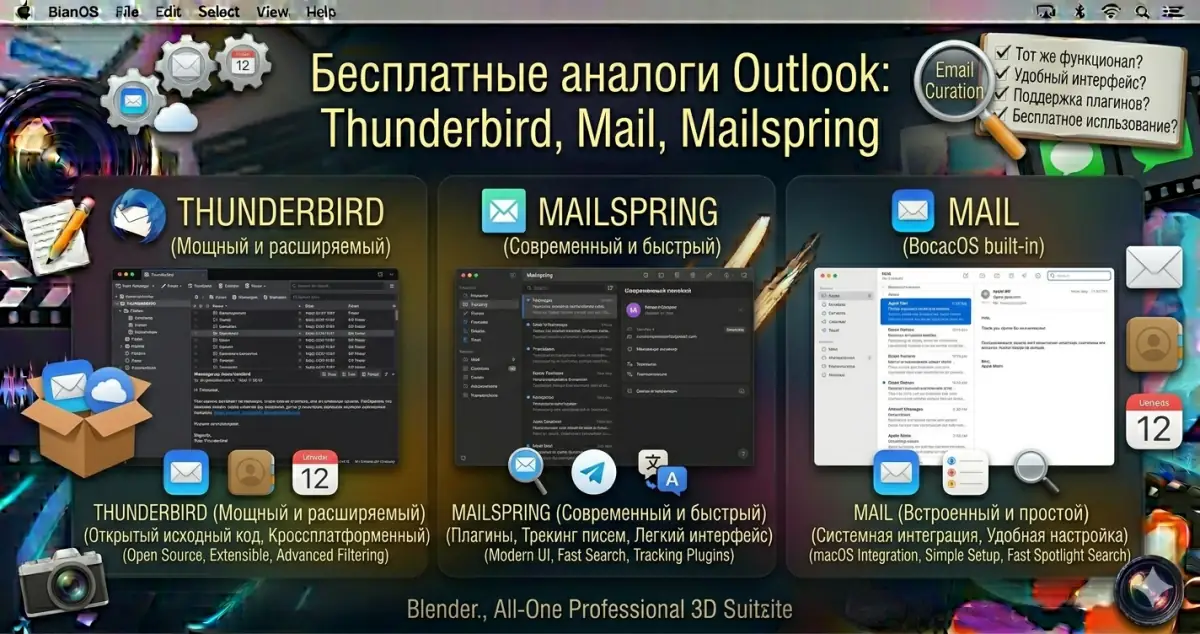 Бесплатные аналоги Outlook: Thunderbird, Mail, Mailspring