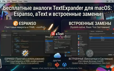 Бесплатные аналоги TextExpander для macOS: Espanso, aText и встроенные замены