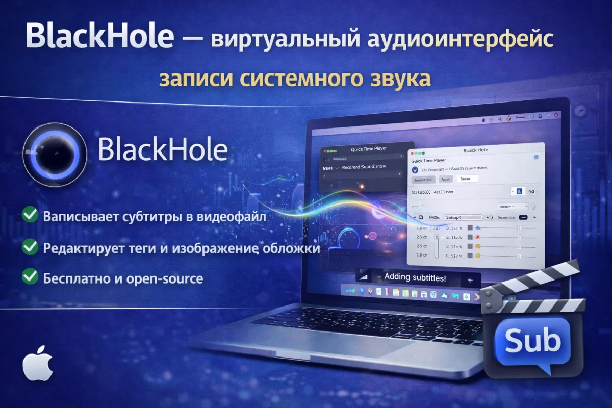 BlackHole-виртуальный аудиоинтерфейс записи системного звука
