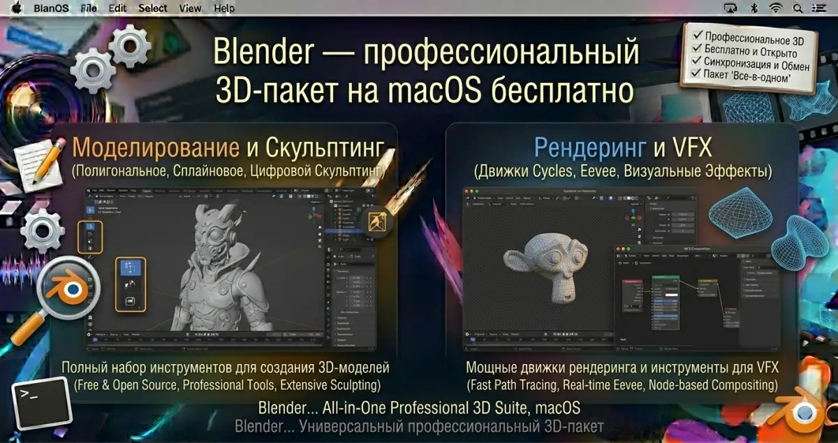 Blender - профессиональный 3D-пакет на macOS бесплатно