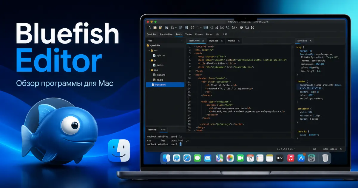 Bluefish Editor - обзор программы для Mac