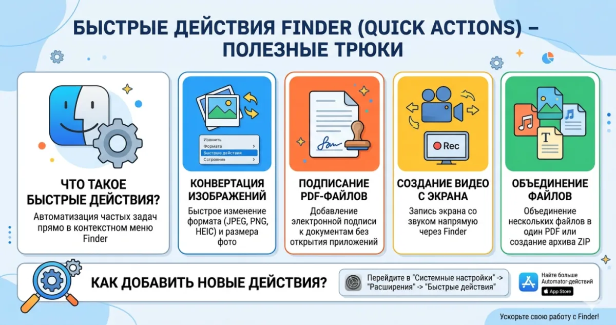 Быстрые действия Finder (Quick Actions) - полезные трюки