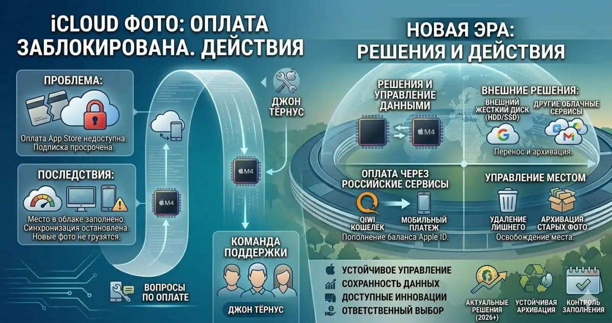 Фотографии в iCloud после запрета оплаты App Store: что делать