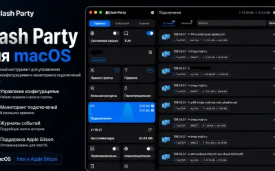 Clash Party macOS: центр управления сетевыми подключениями
