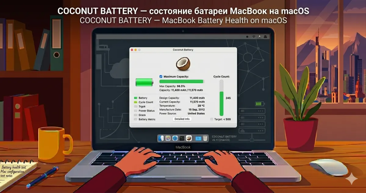 Coconut Battery — состояние батареи MacBook на macOS