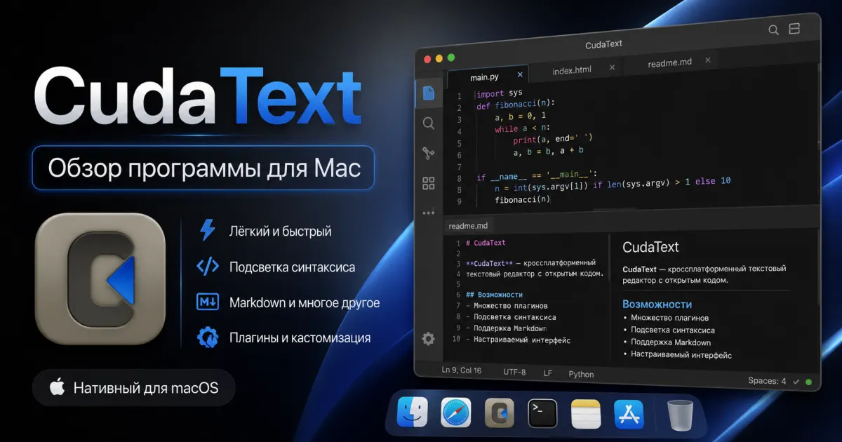 CudaText - обзор программы для Mac