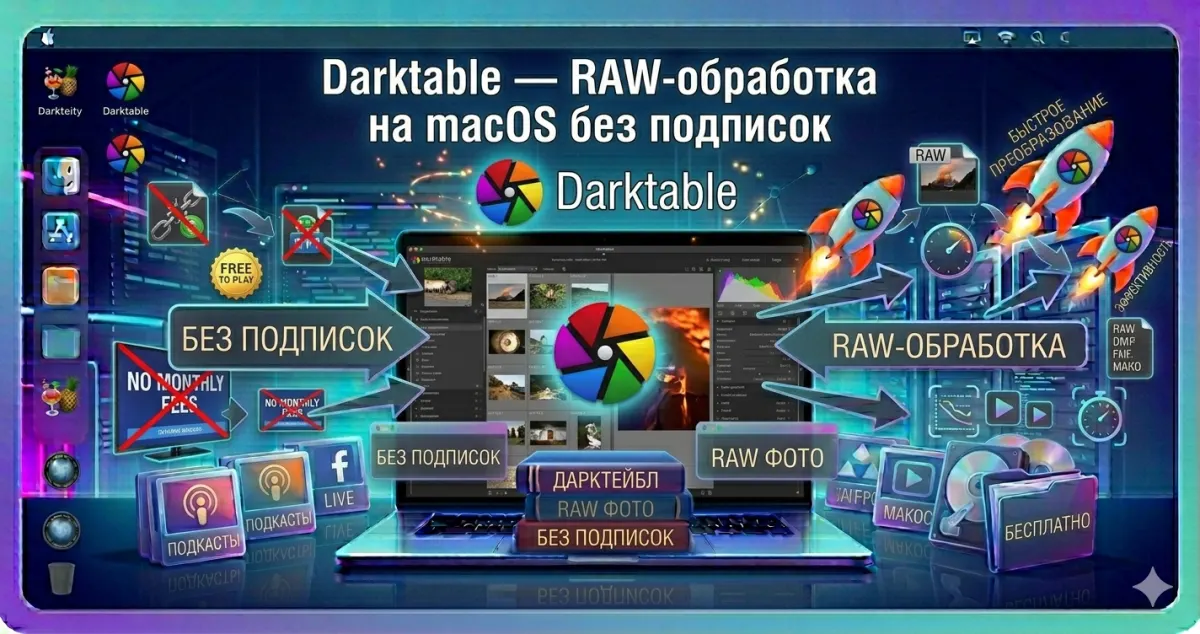 Darktable — RAW-обработка на macOS без подписок