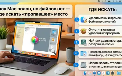 Диск Mac полон, но файлов нет - где искать «пропавшее» место