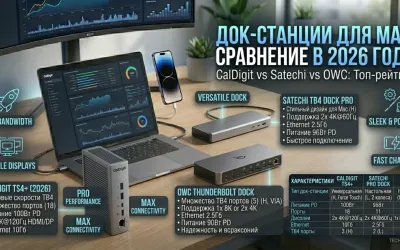 Док-станции для Mac: CalDigit, Satechi, OWC - сравнение 2026