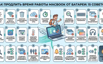 Как продлить время работы MacBook от батареи: 15 советов