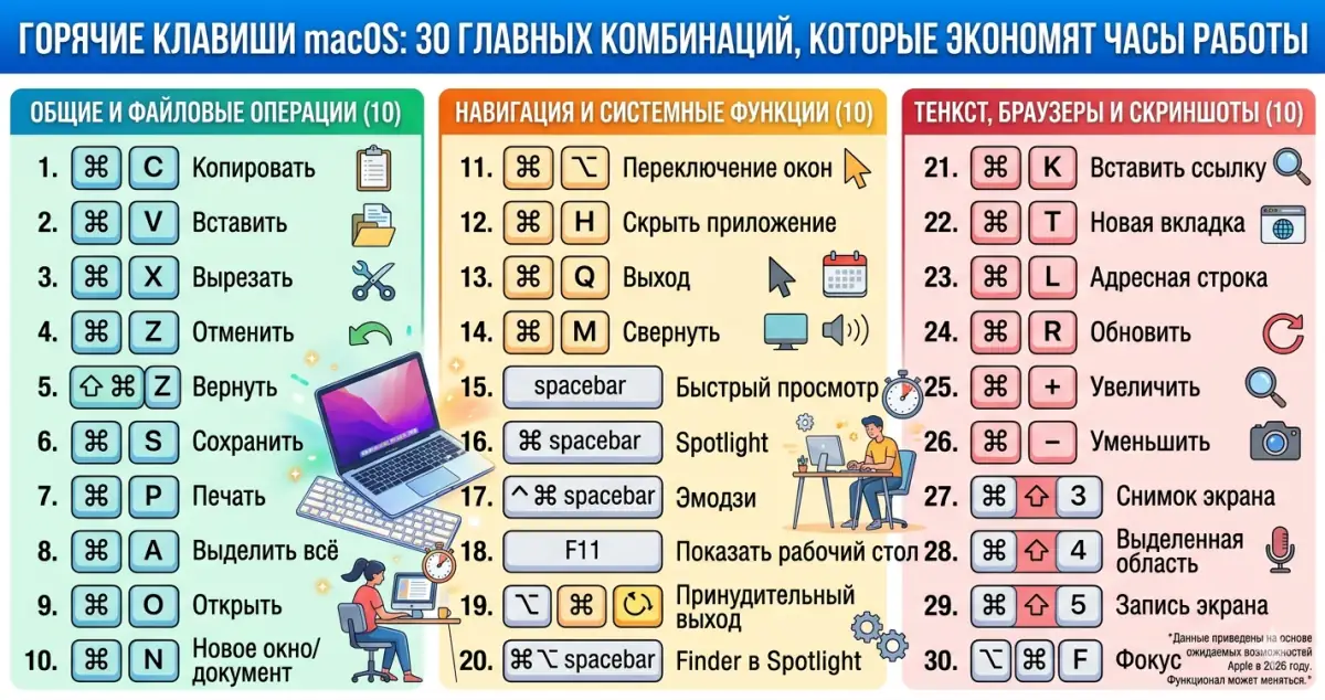 Горячие клавиши macOS: 30 главных комбинаций, которые экономят часы работы