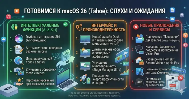 Готовимся к macOS 26 (Tahoe): слухи и ожидания