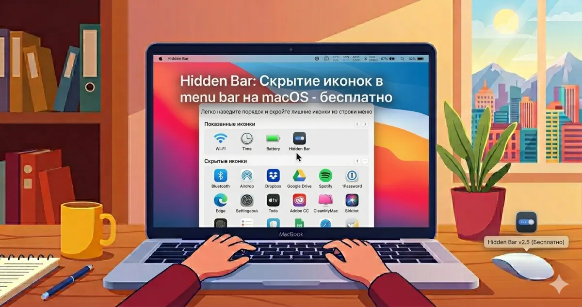 Hidden Bar — скрытие иконок в menu bar на macOS бесплатно