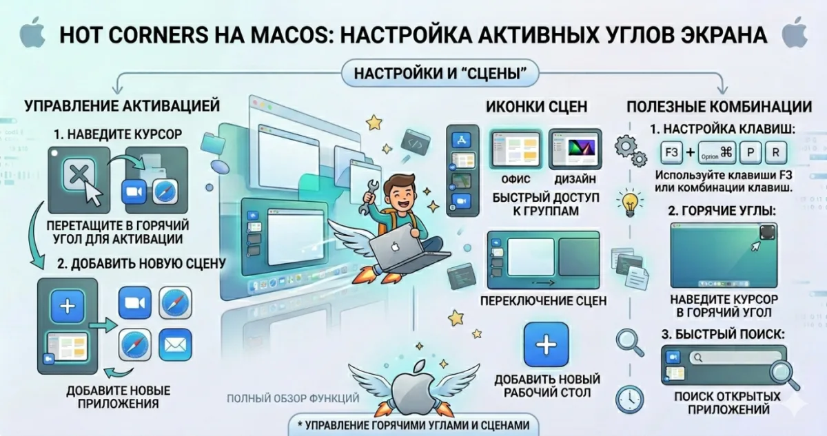 Hot Corners - активные углы экрана macOS как настроить