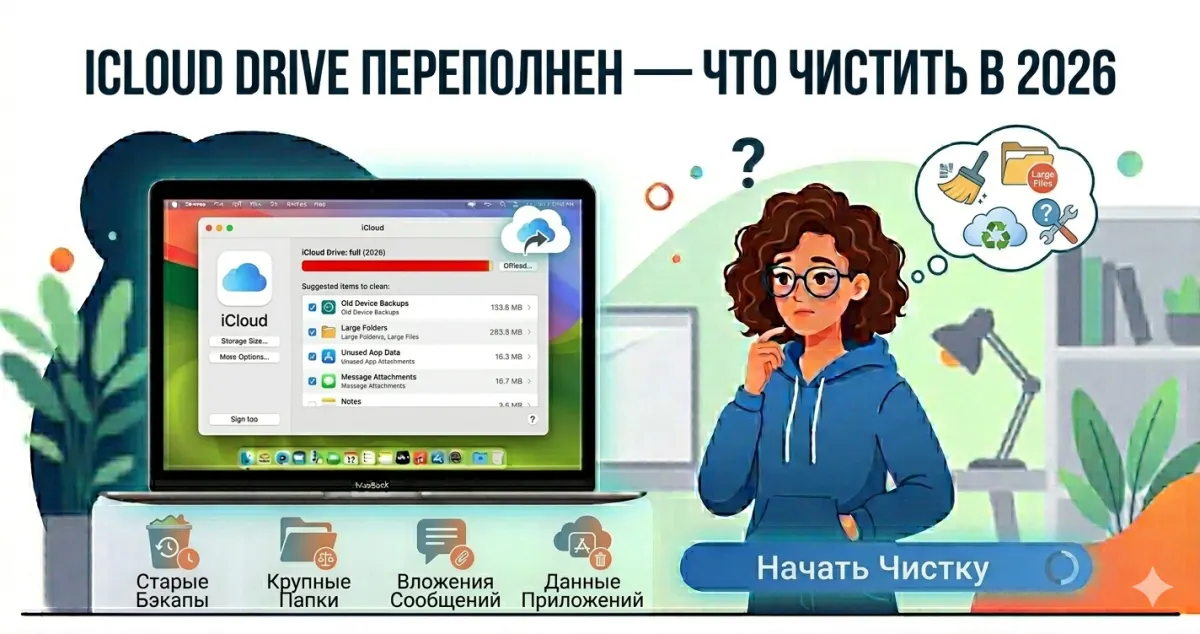 iCloud Drive переполнен - что чистить в 2026