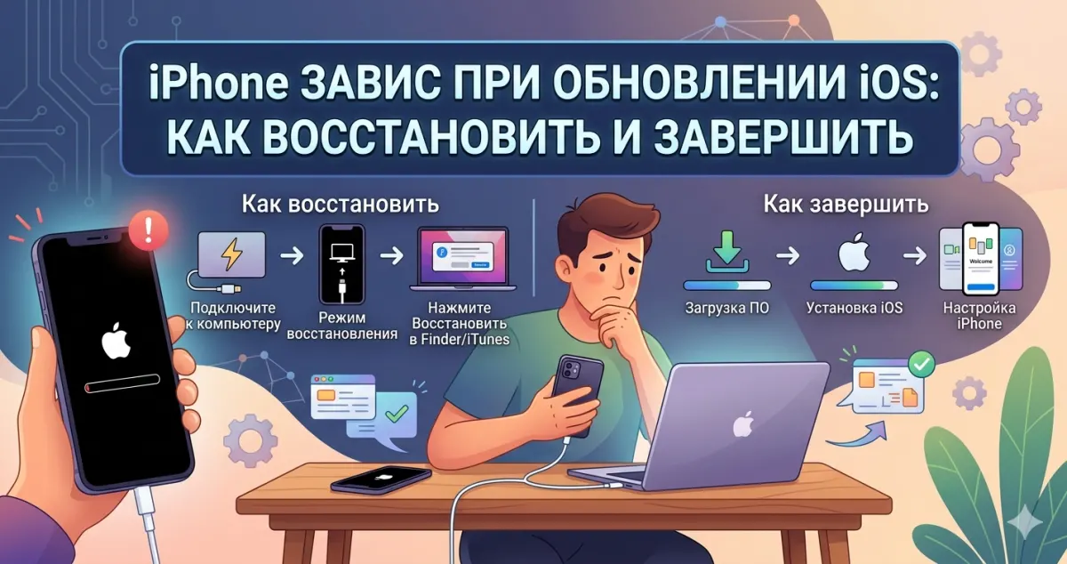 iPhone завис при обновлении iOS: как восстановить и завершить