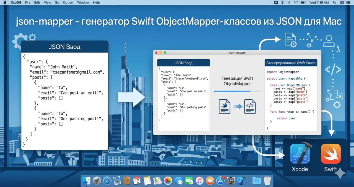 json-mapper - генератор Swift ObjectMapper-классов из JSON для Mac