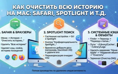 Как очистить всю историю на Mac: Safari, Spotlight и т.д.