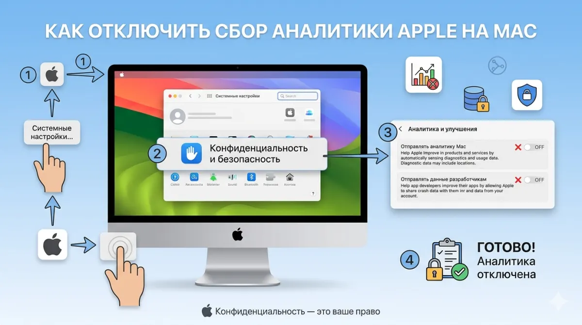 Как отключить сбор аналитики Apple на Mac