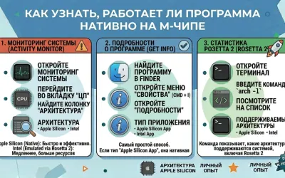 Как узнать, работает ли программа нативно на M-чипе