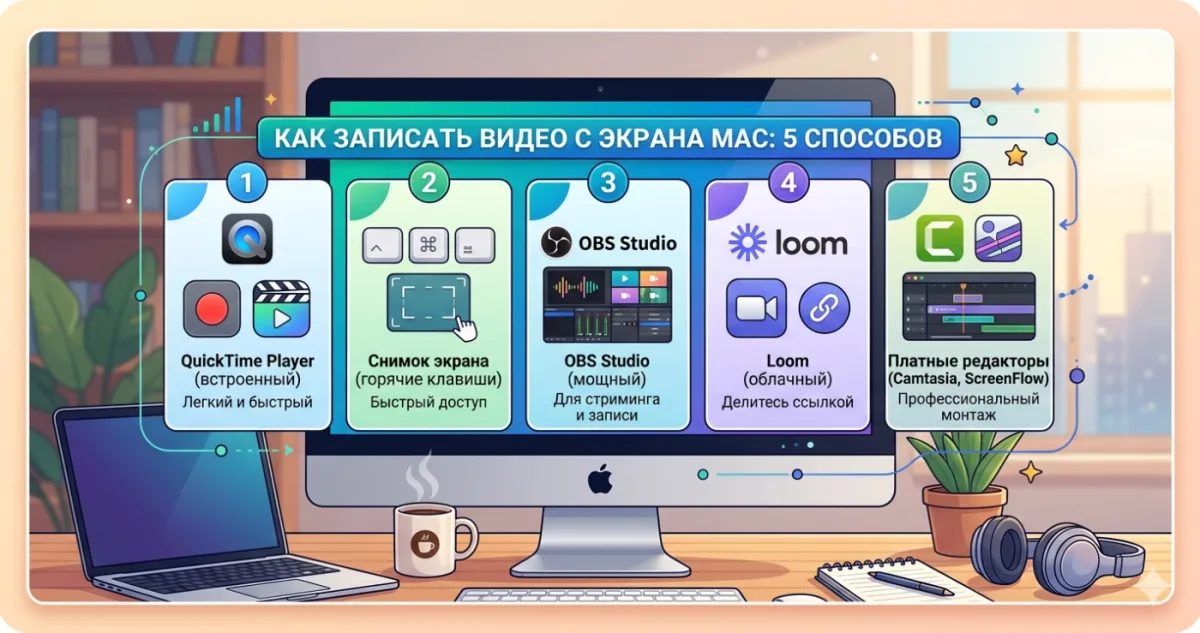 Как записать видео с экрана Mac: 5 способов