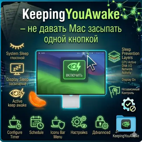 KeepingYouAwake — не давать Mac засыпать одной кнопкой