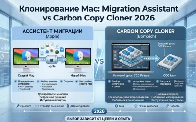 Клонирование Mac: Migration Assistant vs Carbon Copy Cloner 2026