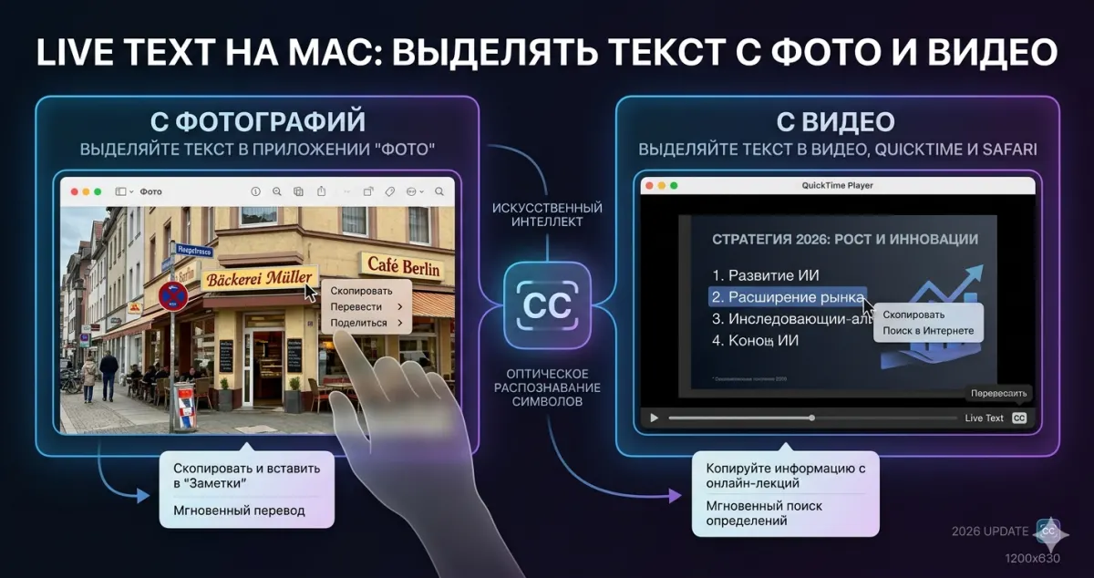Live Text на Mac: выделять текст с фото и видео