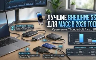 Лучшие внешние SSD для Mac: Thunderbolt 4 vs USB-C в 2026