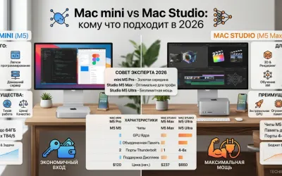Mac mini vs Mac Studio: кому что подходит в 2026