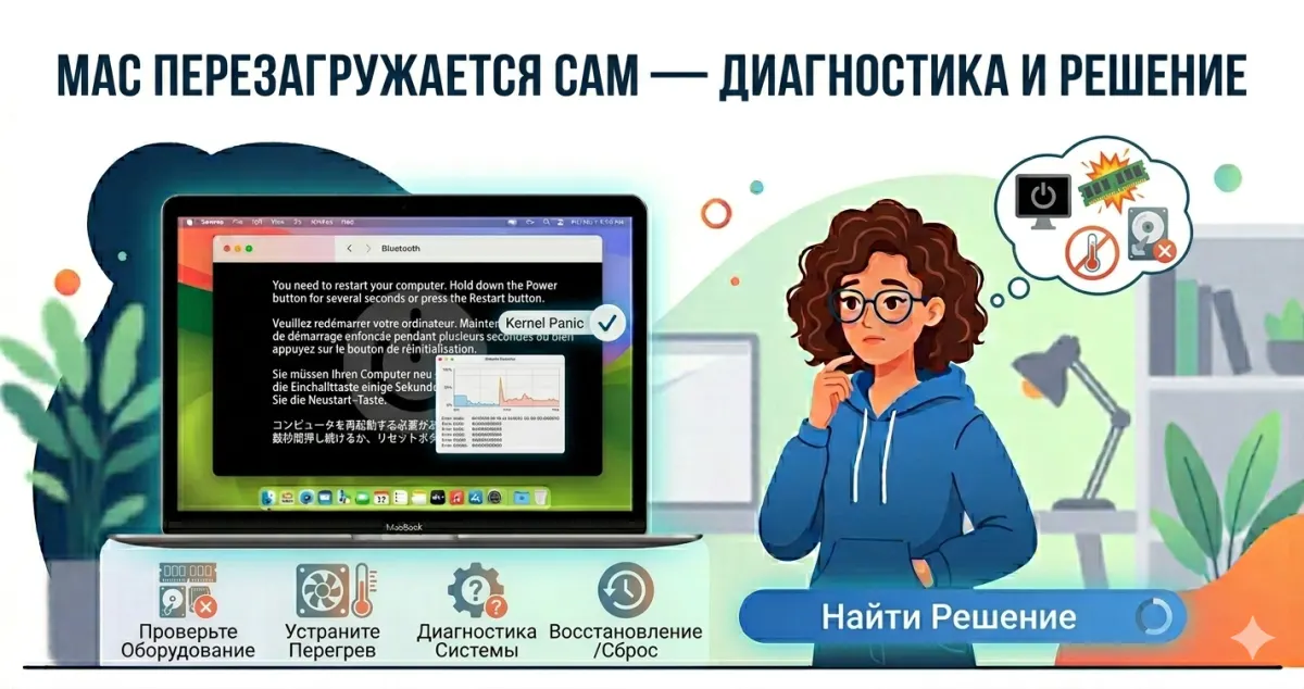 Mac перезагружается сам - диагностика и решение