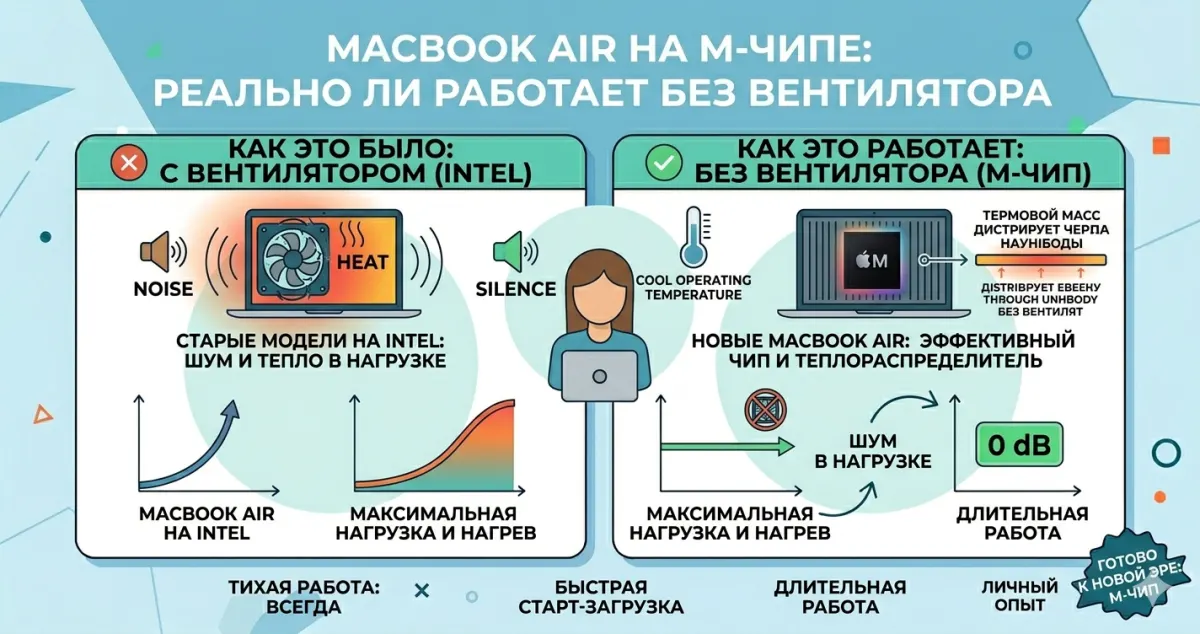 MacBook Air на M-чипе: реально ли работает без вентилятора