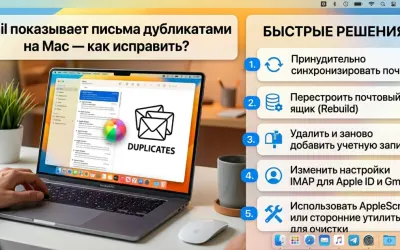 Mail показывает письма дубликатами на Mac - как исправить