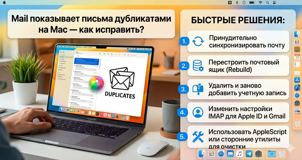 Mail показывает письма дубликатами на Mac - как исправить